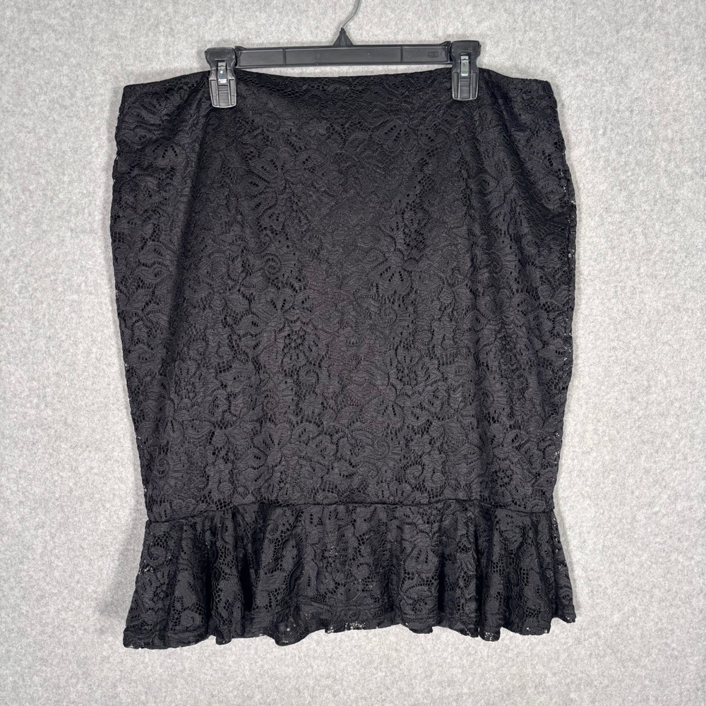 NEW Grace Karin Lace Ruffle Pencil Skirt 2XL Black Floral Whimsigoth‎ Feminine